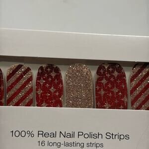 NWT Color Street "Wrap It Up" Red Silver Glitter Nail Strips